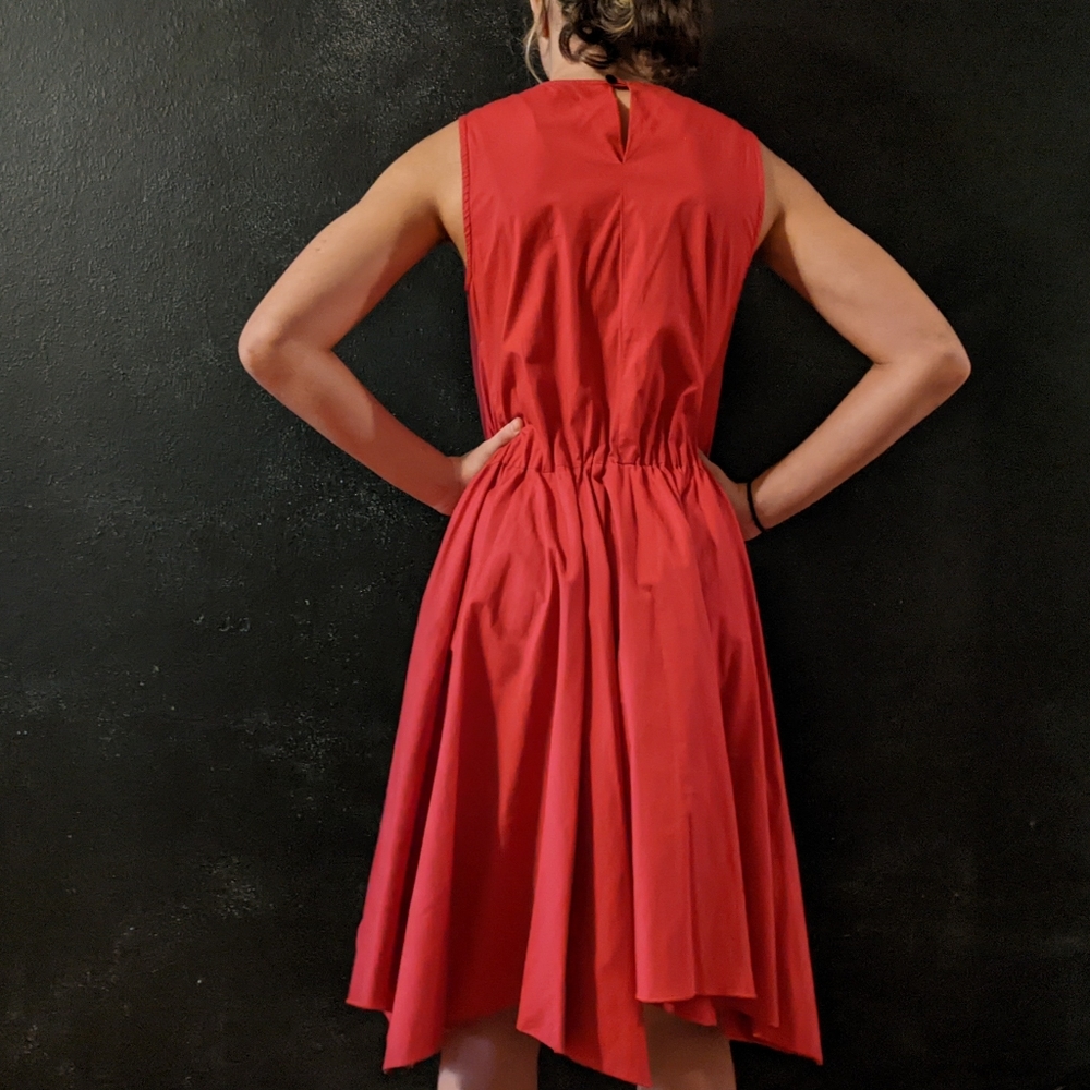 Laviniaturra Italian Designer's Dress Red Full Circle Asymmetric Hem Sz S EUR 42